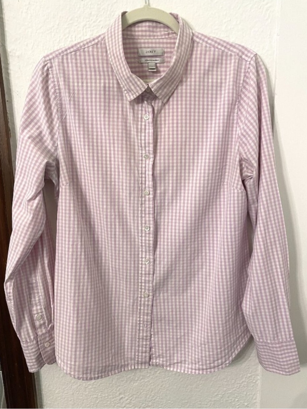 NWOT J. Crew Lavender Stretch Perfect Gingham Button-Down Shirt - Picture 3 of 6